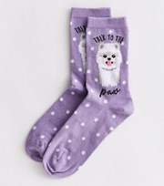 New Look Purple Talk to The Paw Dog Socks